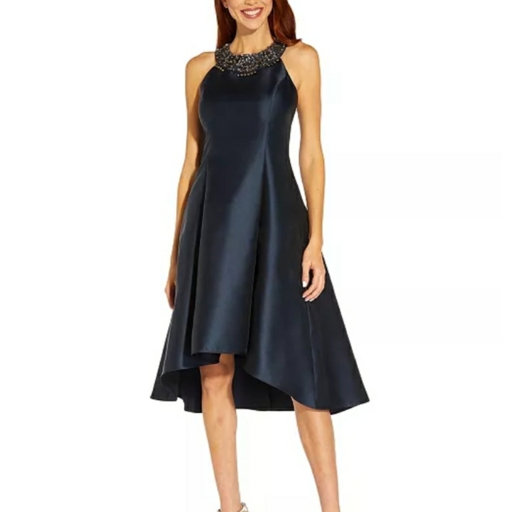 Adrianna Papell Party Dress Sz 4 Fit & Flare Beaded Neckline 105A